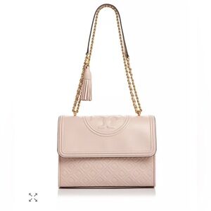 Tory Burch Fleming Convertible Leather Shoulder to Crossbody Bag Soft Pink